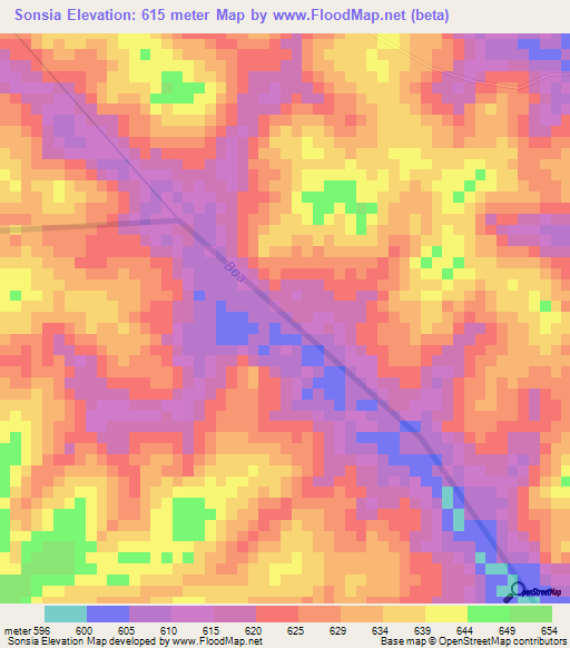 Sonsia,Guinea Elevation Map