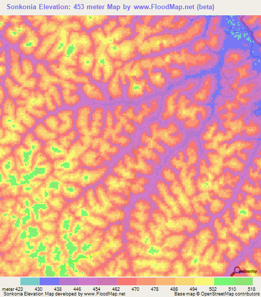 Sonkonia,Guinea Elevation Map