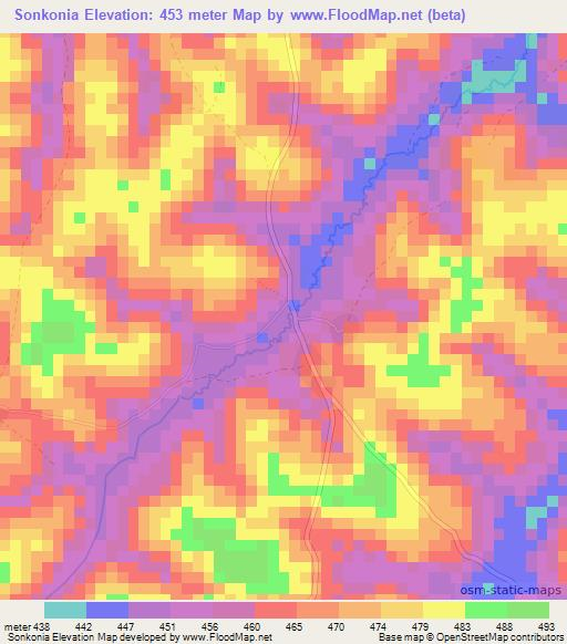 Sonkonia,Guinea Elevation Map