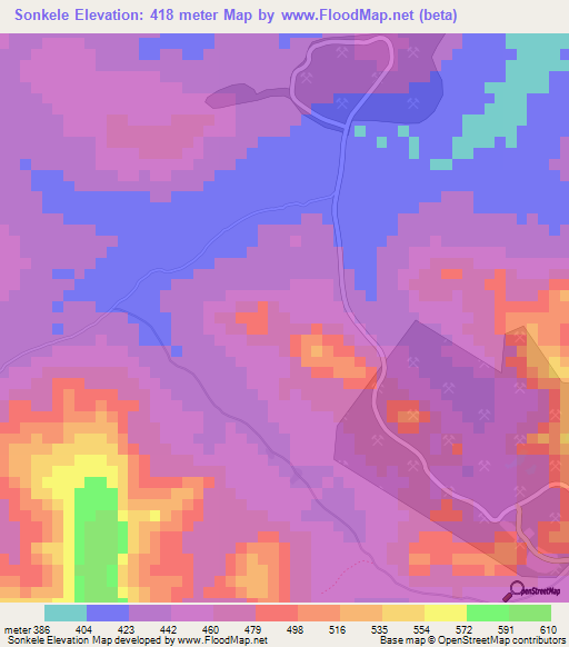 Sonkele,Guinea Elevation Map