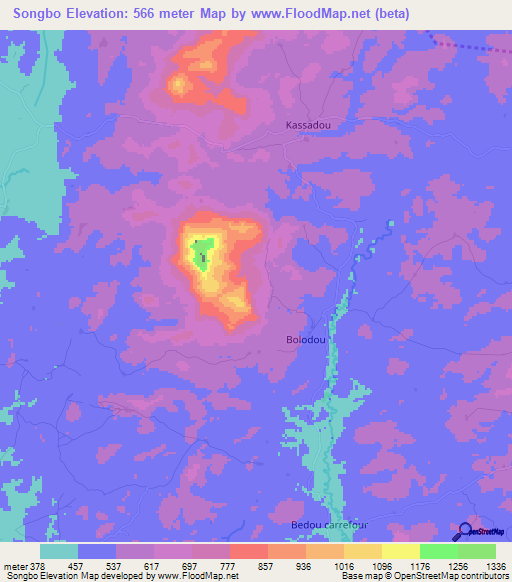 Songbo,Guinea Elevation Map