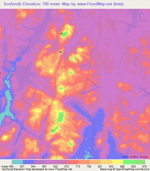 Sonfondji,Guinea Elevation Map