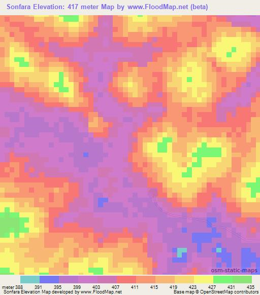 Sonfara,Guinea Elevation Map