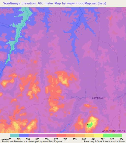 Sondimaya,Guinea Elevation Map