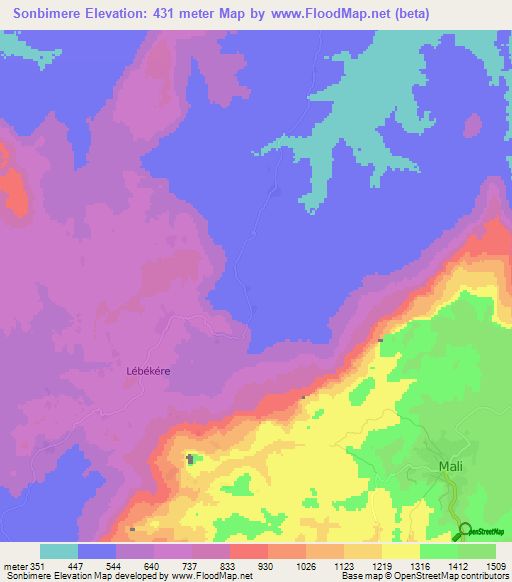 Sonbimere,Guinea Elevation Map