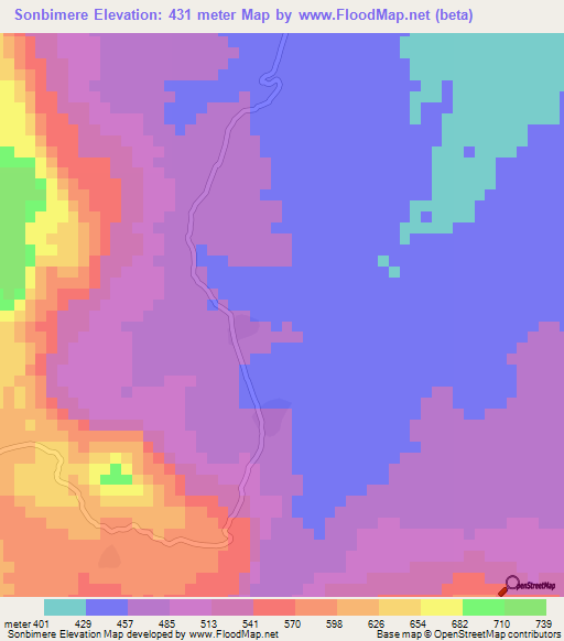 Sonbimere,Guinea Elevation Map