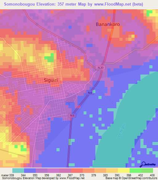 Somonobougou,Guinea Elevation Map