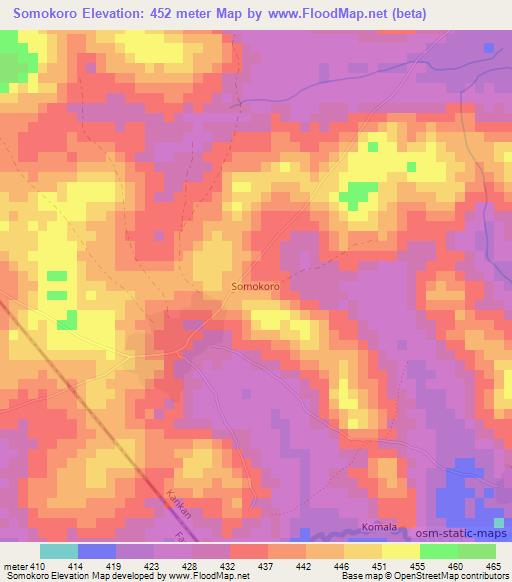 Somokoro,Guinea Elevation Map