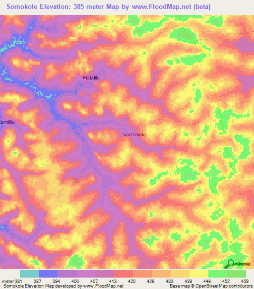 Somokole,Guinea Elevation Map