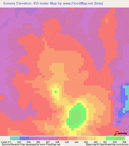 Somma,Guinea Elevation Map