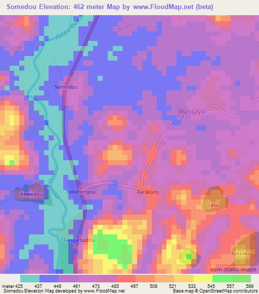 Somedou,Guinea Elevation Map