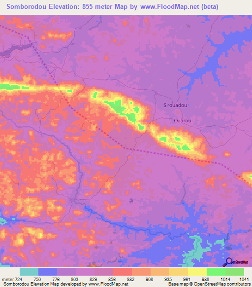 Somborodou,Guinea Elevation Map