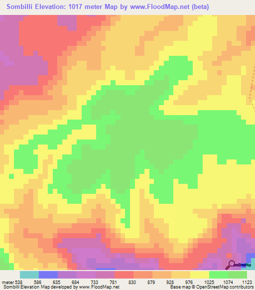 Sombilli,Guinea Elevation Map