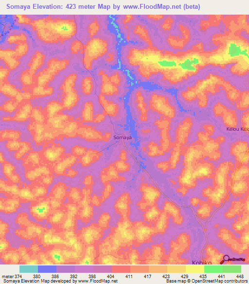 Somaya,Guinea Elevation Map