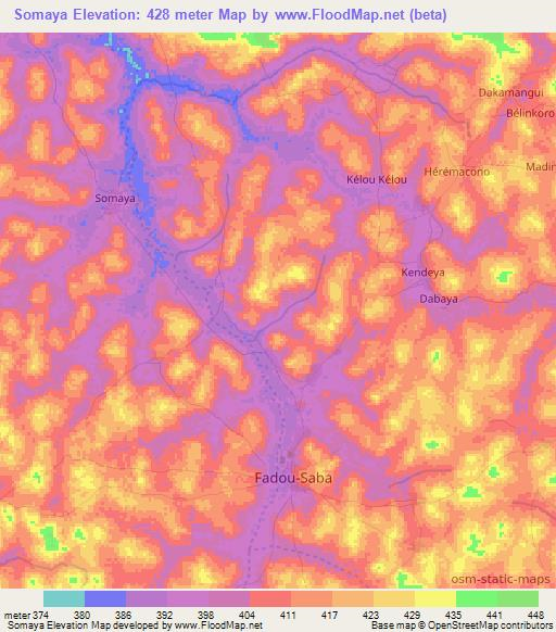 Somaya,Guinea Elevation Map