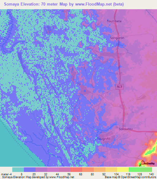 Somaya,Guinea Elevation Map