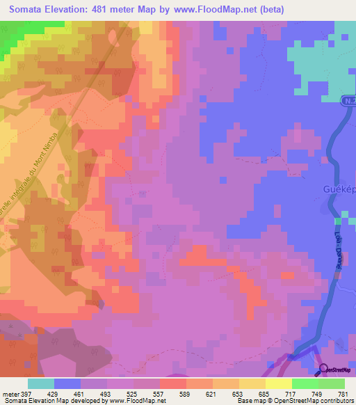 Somata,Guinea Elevation Map