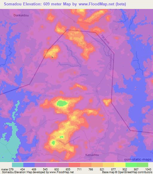 Somadou,Guinea Elevation Map