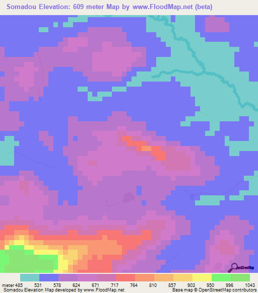 Somadou,Guinea Elevation Map