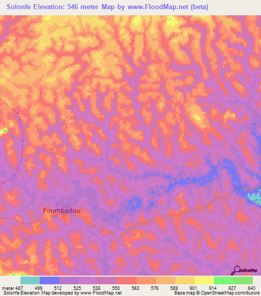 Solonfe,Guinea Elevation Map