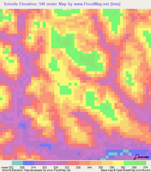 Solonfe,Guinea Elevation Map