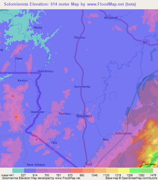 Solomiennta,Guinea Elevation Map