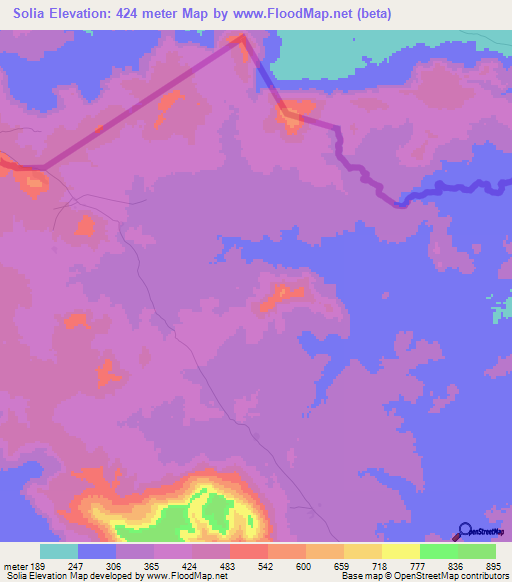 Solia,Guinea Elevation Map