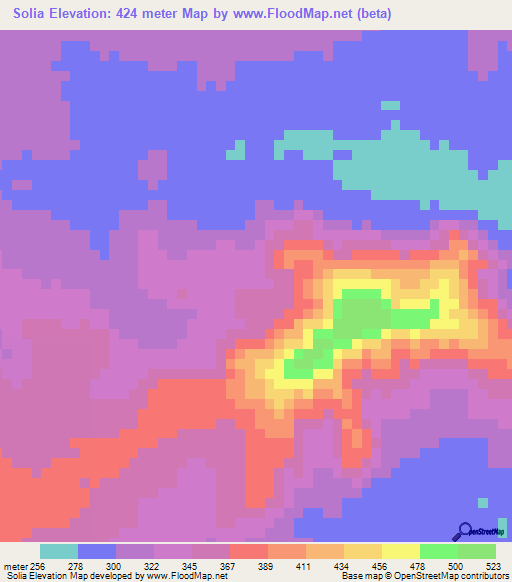 Solia,Guinea Elevation Map