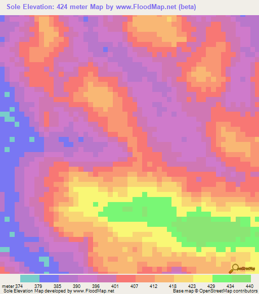 Sole,Guinea Elevation Map