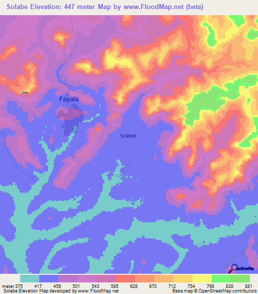 Solabe,Guinea Elevation Map