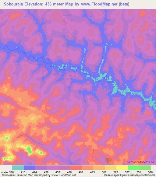 Sokourala,Guinea Elevation Map