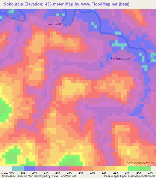 Sokourala,Guinea Elevation Map