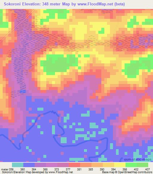 Sokoroni,Guinea Elevation Map