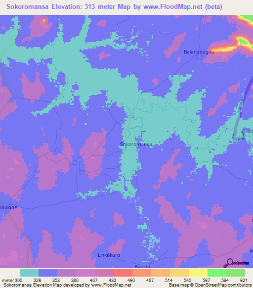 Sokoromansa,Guinea Elevation Map