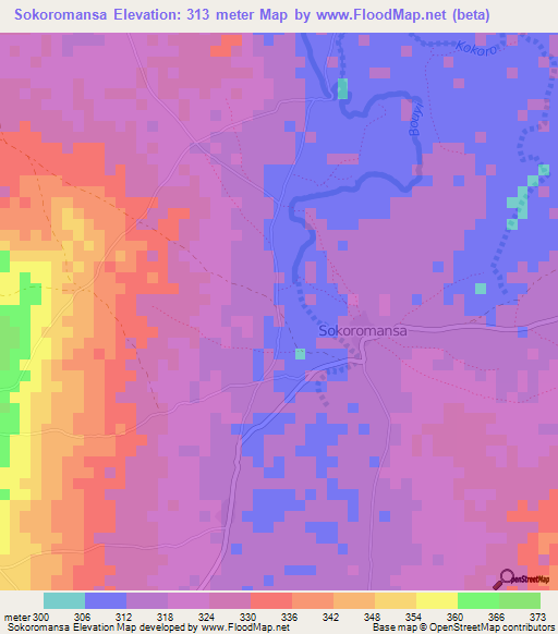 Sokoromansa,Guinea Elevation Map