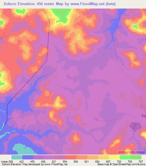 Sokoro,Guinea Elevation Map