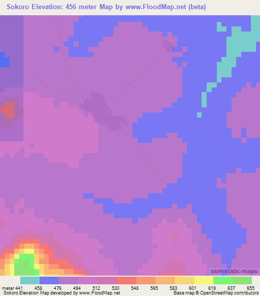 Sokoro,Guinea Elevation Map