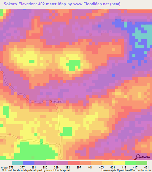 Sokoro,Guinea Elevation Map