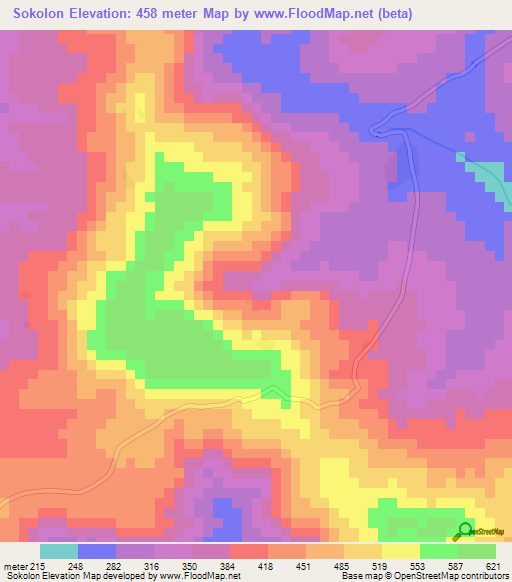 Sokolon,Guinea Elevation Map