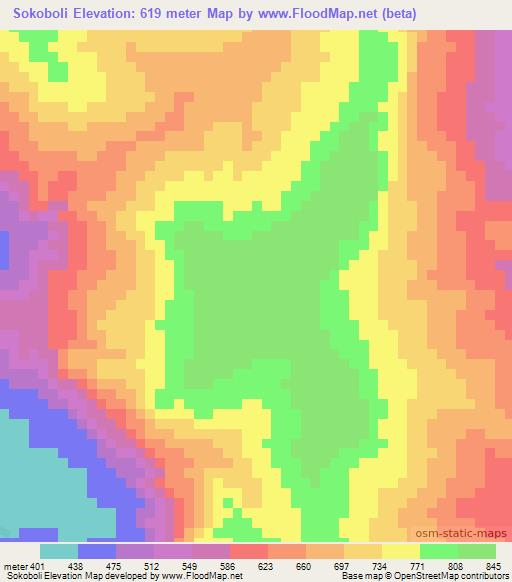 Sokoboli,Guinea Elevation Map