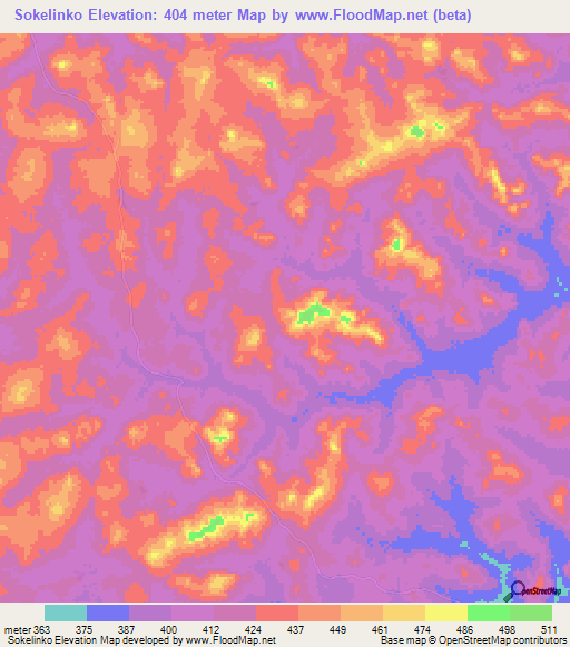 Sokelinko,Guinea Elevation Map