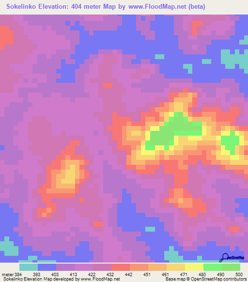 Sokelinko,Guinea Elevation Map