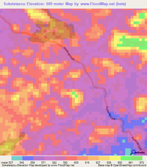 Sokeletazou,Guinea Elevation Map