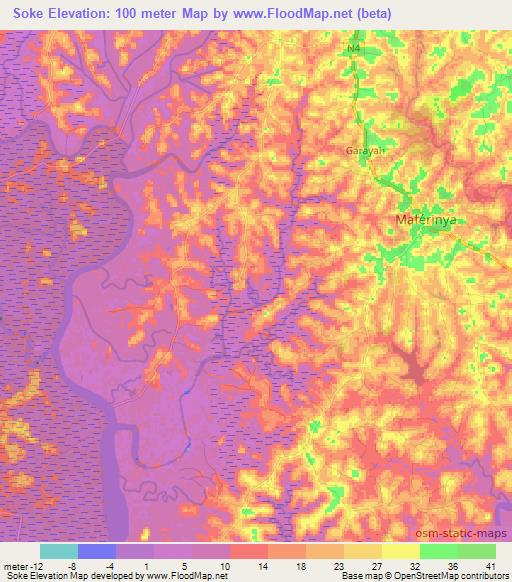 Soke,Guinea Elevation Map