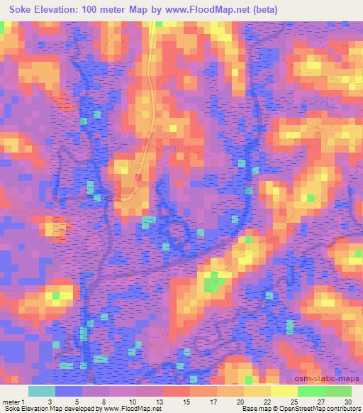 Soke,Guinea Elevation Map