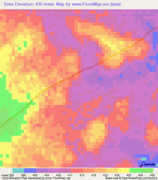 Soka,Guinea Elevation Map