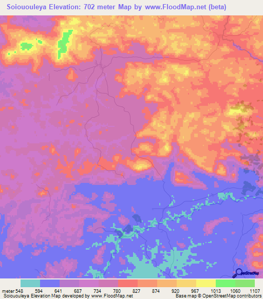 Soiououleya,Guinea Elevation Map