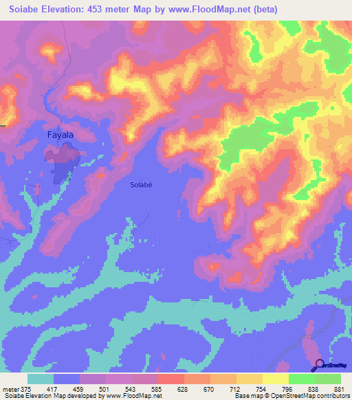 Soiabe,Guinea Elevation Map