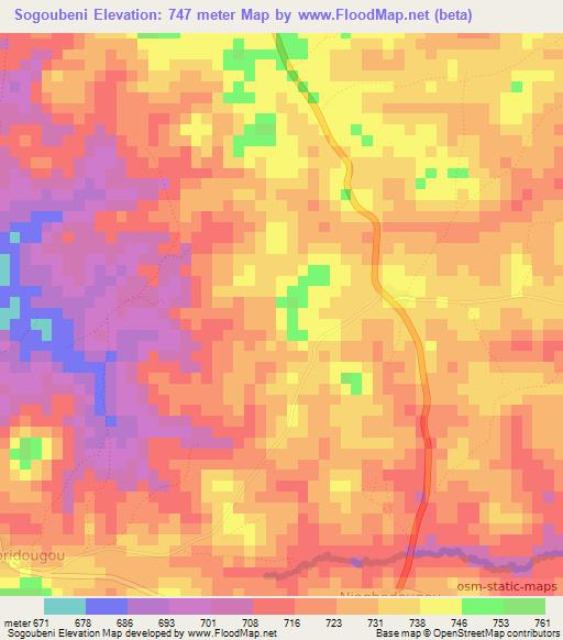 Sogoubeni,Guinea Elevation Map