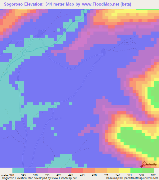 Sogoroso,Guinea Elevation Map